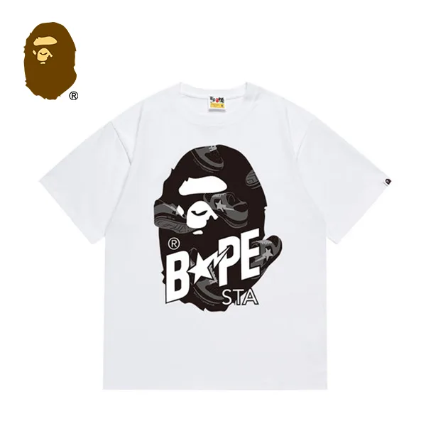 BAPE STA 猿人頭閃電印花字母短袖T恤