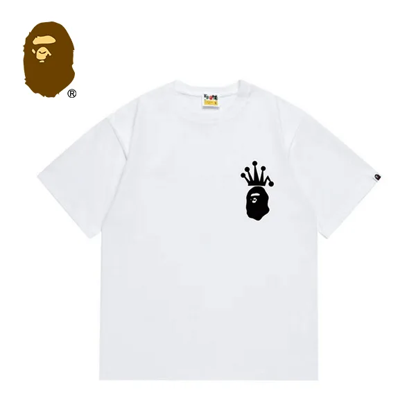 BAPE x STUSSY 聯名款猿人字母印花短袖T恤
