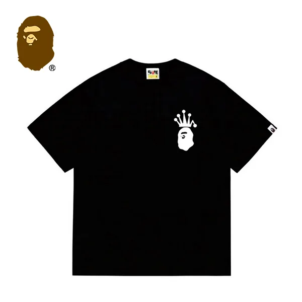 BAPE x STUSSY 聯名款猿人字母印花短袖T恤