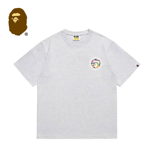 BAPE x STUSSY 聯名款迷彩猿人字母印花短袖T恤