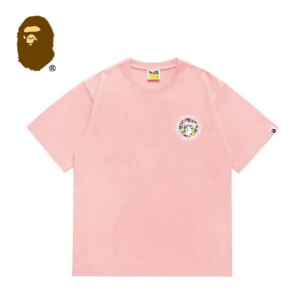 BAPE x STUSSY 聯名款迷彩猿人字母印花短袖T恤