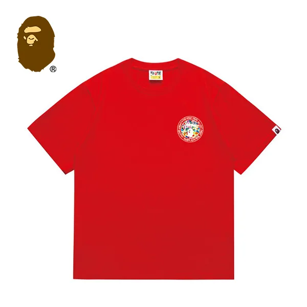 BAPE x STUSSY 聯名款迷彩猿人字母印花短袖T恤
