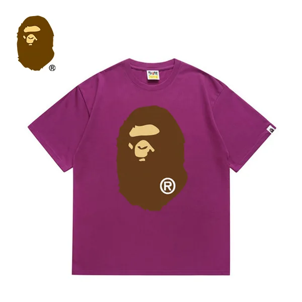BAPE 前後猿人頭印花純色短袖T恤