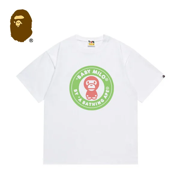 BAPE 童裝 BABY MILO 圓章字母小猴子印花短袖T恤