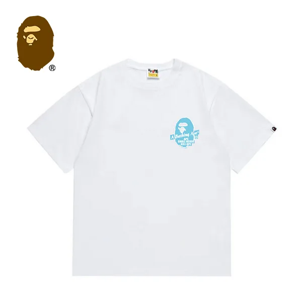 BAPE x STUSSY 聯名款綠迷彩猿人字母印花短袖T恤