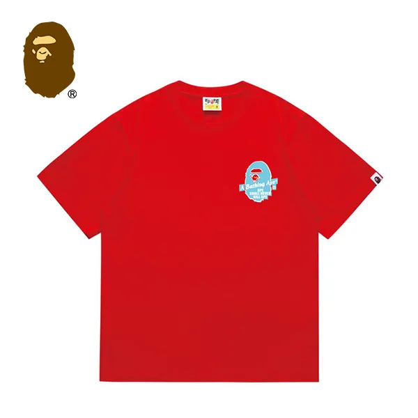BAPE x STUSSY 聯名款綠迷彩猿人字母印花短袖T恤