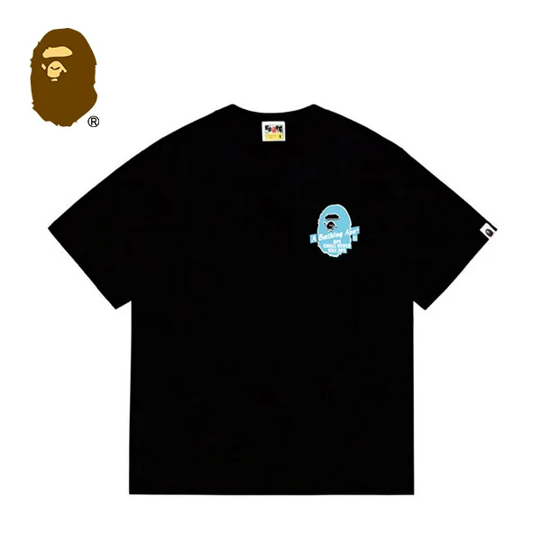 BAPE x STUSSY 聯名款綠迷彩猿人字母印花短袖T恤