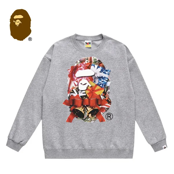 BAPE 聖誕猿人頭圓領套頭衛衣