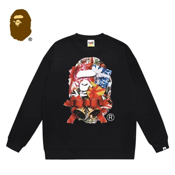 BAPE 聖誕猿人頭圓領套頭衛衣