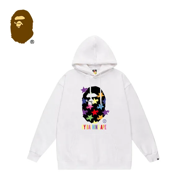 BAPE Sta Pattern Loose 閃電星標猿人頭彩色字母印花連帽衛衣