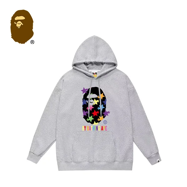 BAPE Sta Pattern Loose 閃電星標猿人頭彩色字母印花連帽衛衣