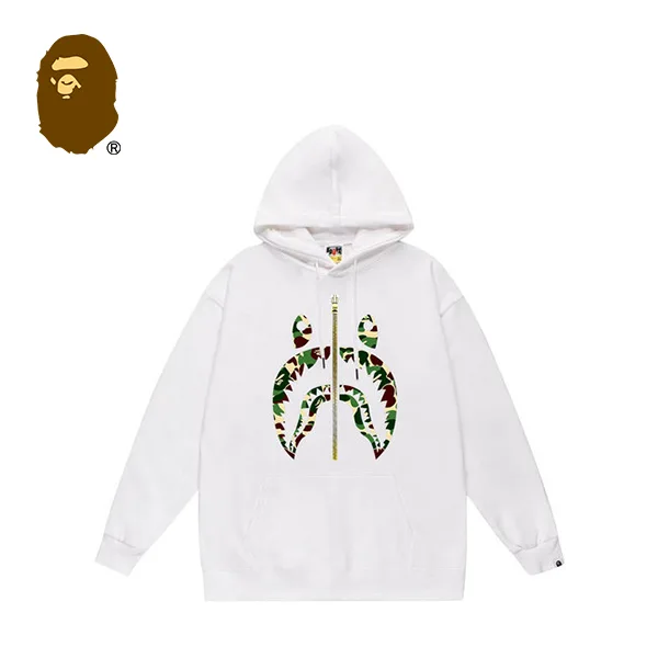 BAPE 拉鍊迷彩鯊魚頭印花連帽衛衣