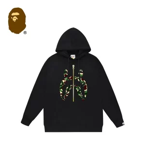 BAPE 拉鍊迷彩鯊魚頭印花連帽衛衣