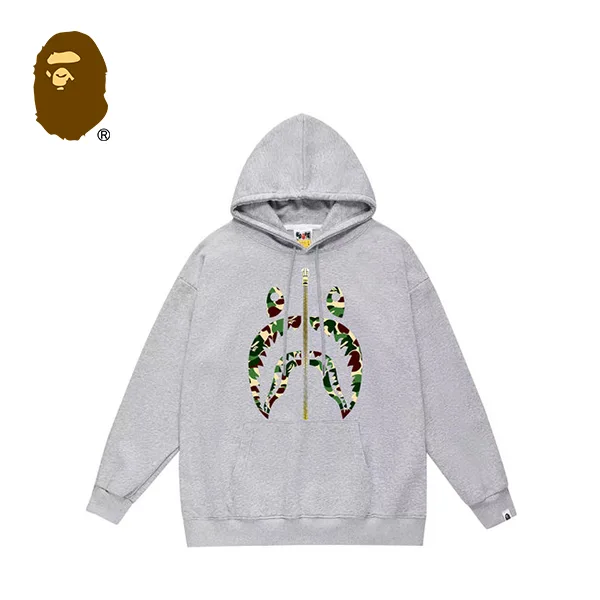 BAPE 拉鍊迷彩鯊魚頭印花連帽衛衣