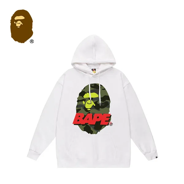 BAPE 新款綠迷彩大猿人頭字母印花衛衣連帽衫