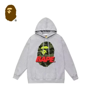 BAPE 新款綠迷彩大猿人頭字母印花衛衣連帽衫