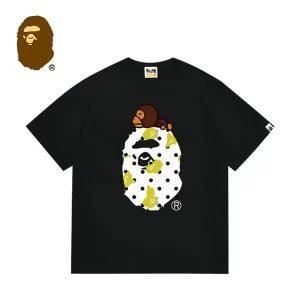 BAPE 童裝 猿人頭波點小睡猴印花短袖T恤
