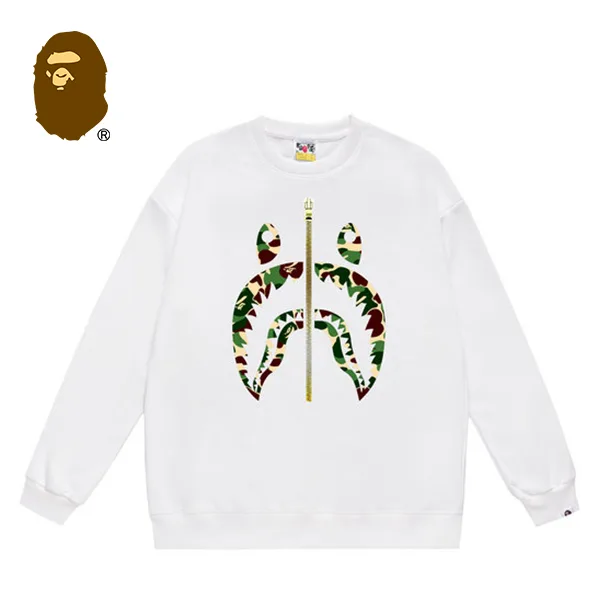 BAPE 拉鍊迷彩鯊魚頭印花圓領衛衣