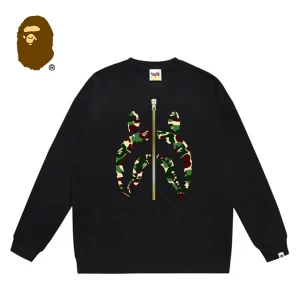 BAPE 拉鍊迷彩鯊魚頭印花圓領衛衣
