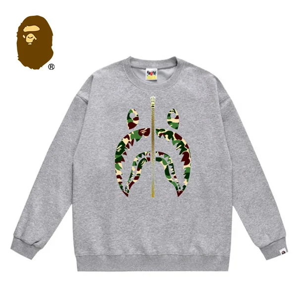 BAPE 拉鍊迷彩鯊魚頭印花圓領衛衣