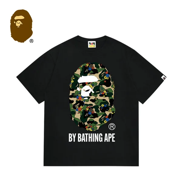 BAPE 猿人頭迷彩花朵字母印花短袖T恤