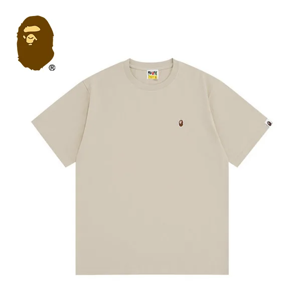 BAPE 潮流經典猿人頭刺繡徽章男女情侶寬鬆純棉純色短袖T恤 BAPE 潮流經典猿人頭刺繡徽章男女情侶寬鬆純棉純色短袖T恤