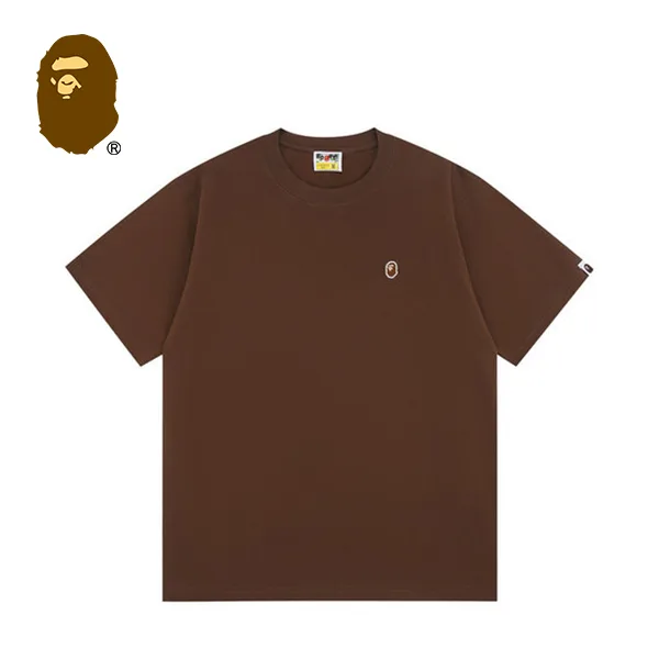 BAPE 潮流經典猿人頭刺繡徽章男女情侶寬鬆純棉純色短袖T恤 BAPE 潮流經典猿人頭刺繡徽章男女情侶寬鬆純棉純色短袖T恤