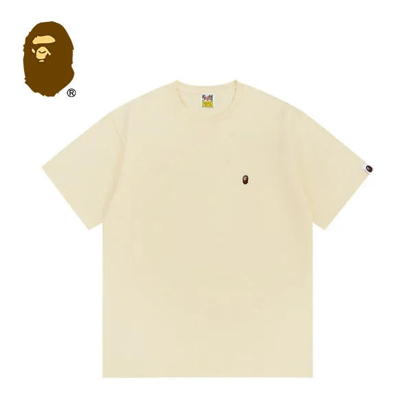 BAPE 潮流經典猿人頭刺繡徽章男女情侶寬鬆純棉純色短袖T恤 BAPE 潮流經典猿人頭刺繡徽章男女情侶寬鬆純棉純色短袖T恤