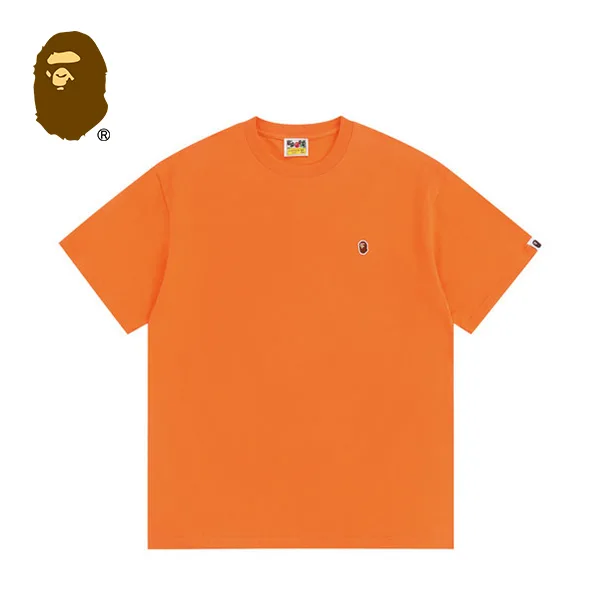 BAPE 潮流經典猿人頭刺繡徽章男女情侶寬鬆純棉純色短袖T恤 BAPE 潮流經典猿人頭刺繡徽章男女情侶寬鬆純棉純色短袖T恤