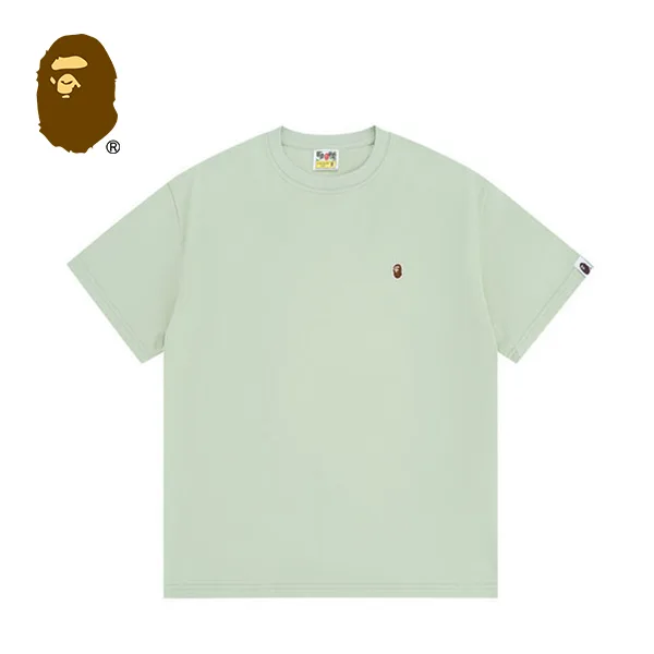 BAPE 潮流經典猿人頭刺繡徽章男女情侶寬鬆純棉純色短袖T恤 BAPE 潮流經典猿人頭刺繡徽章男女情侶寬鬆純棉純色短袖T恤