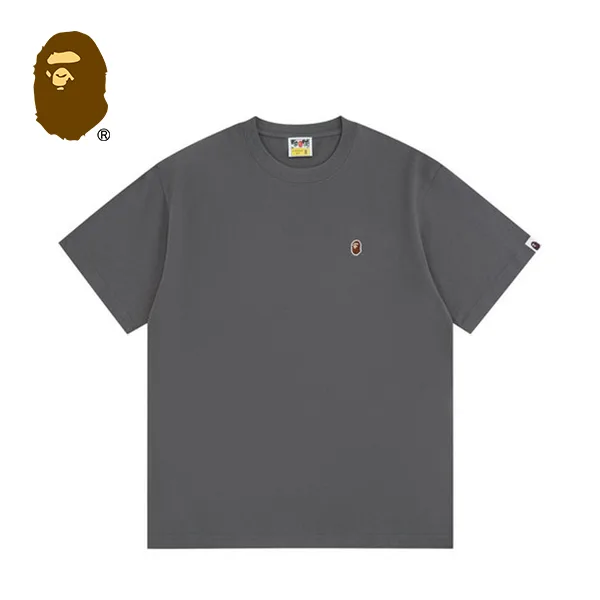 BAPE 潮流經典猿人頭刺繡徽章男女情侶寬鬆純棉純色短袖T恤 BAPE 潮流經典猿人頭刺繡徽章男女情侶寬鬆純棉純色短袖T恤