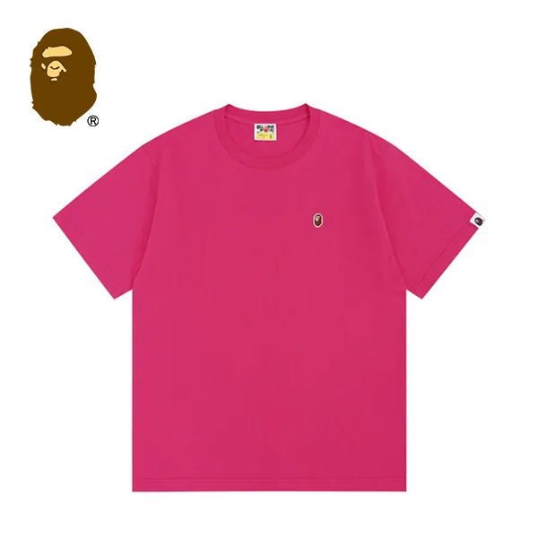 BAPE 潮流經典猿人頭刺繡徽章男女情侶寬鬆純棉純色短袖T恤 BAPE 潮流經典猿人頭刺繡徽章男女情侶寬鬆純棉純色短袖T恤