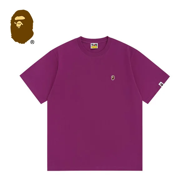 BAPE 潮流經典猿人頭刺繡徽章男女情侶寬鬆純棉純色短袖T恤 BAPE 潮流經典猿人頭刺繡徽章男女情侶寬鬆純棉純色短袖T恤