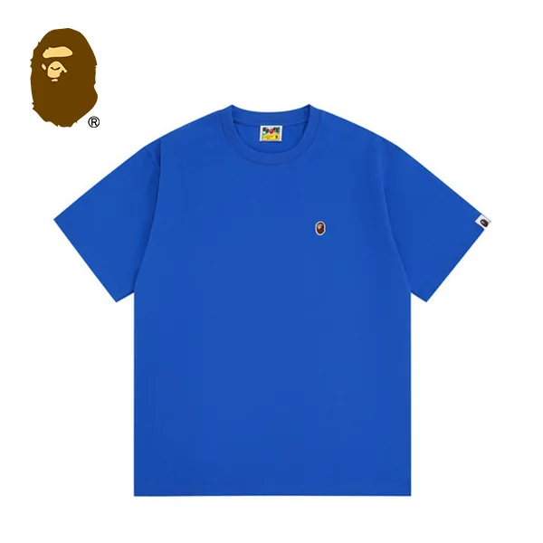 BAPE 潮流經典猿人頭刺繡徽章男女情侶寬鬆純棉純色短袖T恤 BAPE 潮流經典猿人頭刺繡徽章男女情侶寬鬆純棉純色短袖T恤