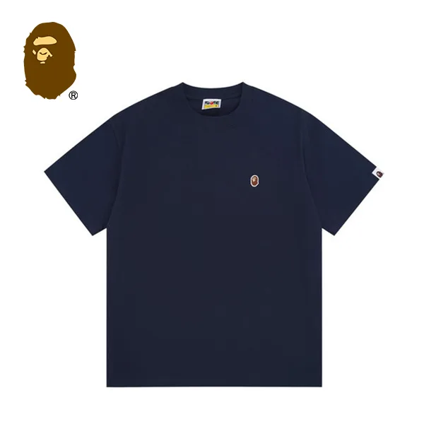 BAPE 潮流經典猿人頭刺繡徽章男女情侶寬鬆純棉純色短袖T恤 BAPE 潮流經典猿人頭刺繡徽章男女情侶寬鬆純棉純色短袖T恤
