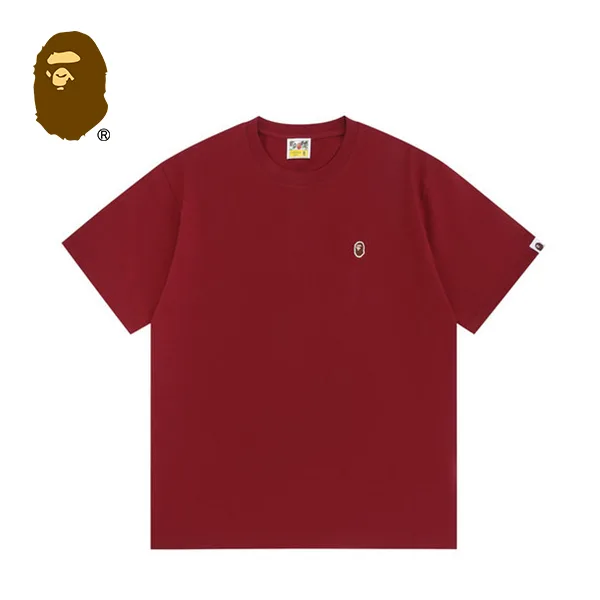 BAPE 潮流經典猿人頭刺繡徽章男女情侶寬鬆純棉純色短袖T恤 BAPE 潮流經典猿人頭刺繡徽章男女情侶寬鬆純棉純色短袖T恤