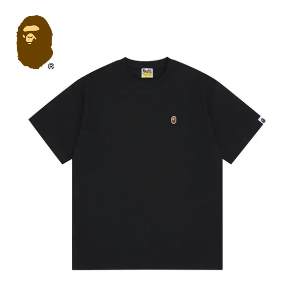BAPE 潮流經典猿人頭刺繡徽章男女情侶寬鬆純棉純色短袖T恤 BAPE 潮流經典猿人頭刺繡徽章男女情侶寬鬆純棉純色短袖T恤