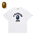 BAPE 經典藍迷彩猿人字母印花短袖T恤