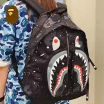 BAPE 迷彩鯊魚頭星空書包雙肩包