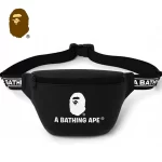 BAPE 猿人 PU 腰包時尚百搭胸包斜挎包 黑色