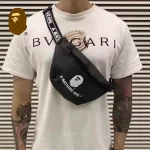 BAPE 猿人 PU 腰包時尚百搭胸包斜挎包 黑色