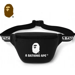 BAPE 猿人 PU 腰包時尚百搭胸包斜挎包 黑色